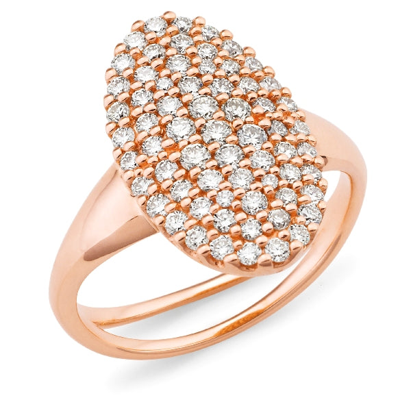 9ct rose gold diamond set oval cluster ring