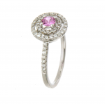 9ct white gold pink sapphire & diamond cluster ring